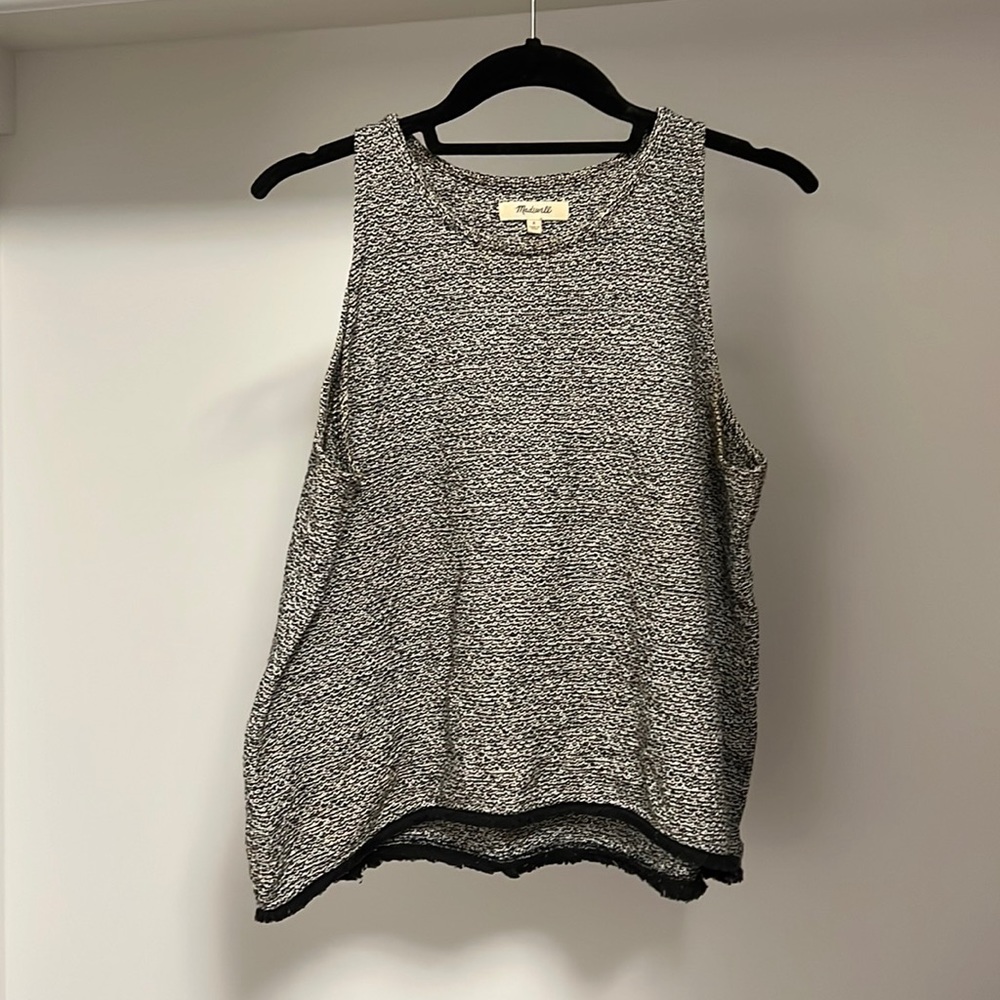 Madewell S knitted tank top with fringe hem